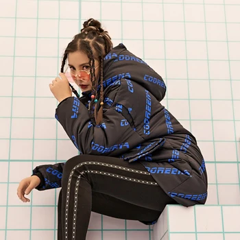 

New woman large size cotton-padded jacket sports style retro fashion