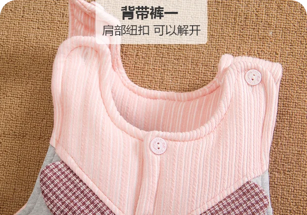 Зимние штаны на подтяжках для маленьких девочек 0-1 лет, хлопковая стеганая куртка, комплект из трех предметов, хлопковый комплект на возраст 6, 8 месяцев, 1 год