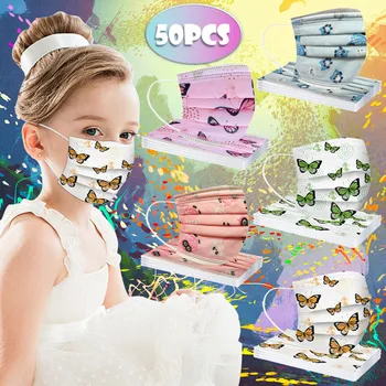 

Fast Delivery Children's Cartoon 5 Mixed Masks Disposable Three-Layer Protective Cover 50pcs Printed Dust Face Mask Mascarilla#