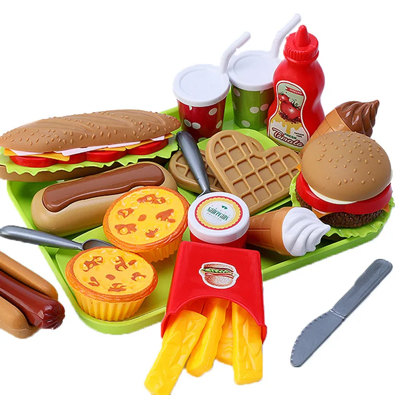 

Simulation Hamburger Fries Donut Food toys for boys and girls Cookware toys Simulation Food