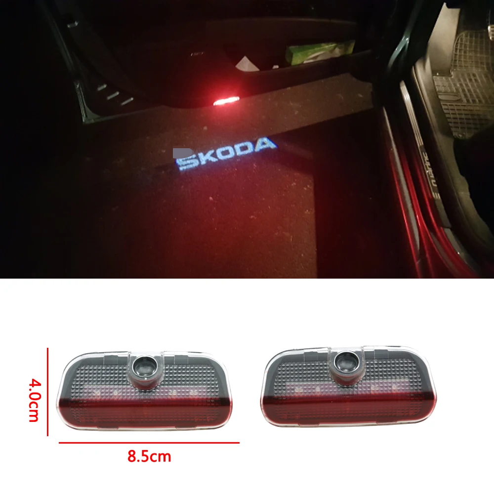 2 шт. для skoda логотип двери автомобиля Добро пожаловать светильник для Skoda 2009- превосходный светодиодный лазерный проектор Предупреждение льная лампа автомобиля Стайлинг