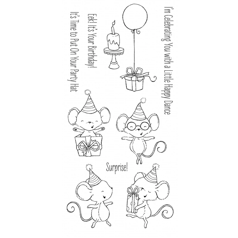 

2019 New Metal Cutting Die and Scrapbooking For Paper Making Mice Time to Celebrate Mouse Embossing Frame Card Clear Stamp Set