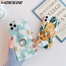 Funda para teléfono Floral tulipán peonía flores Vintage para iPhone 11 Pro X XR XS Max 7 8 6 6s Plus caja soporte para anillos IMD fundas blandas