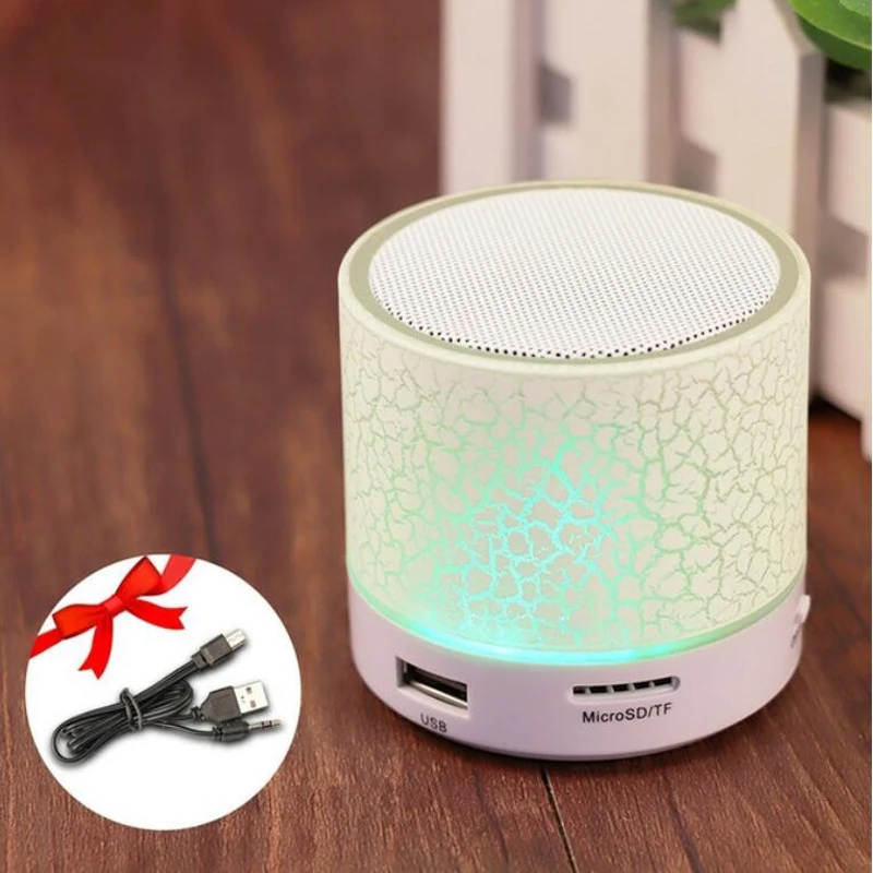 Белый Светодиодный, портативный, мини, Bluetooth, динамик s, беспроводной, Hands Free, динамик с USB, FM, микрофон, Bluetooth, музыка для мобильного телефона, iPhone 6, 7s - Цвет: Белый