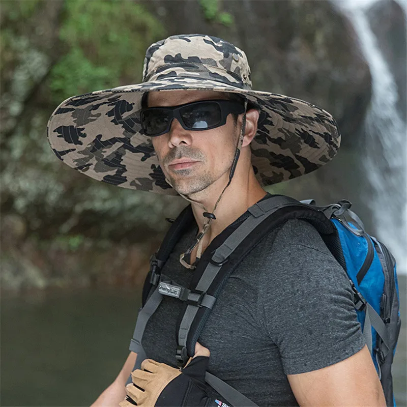 Wide Brim Sun Hat Breathable Safari Hat 