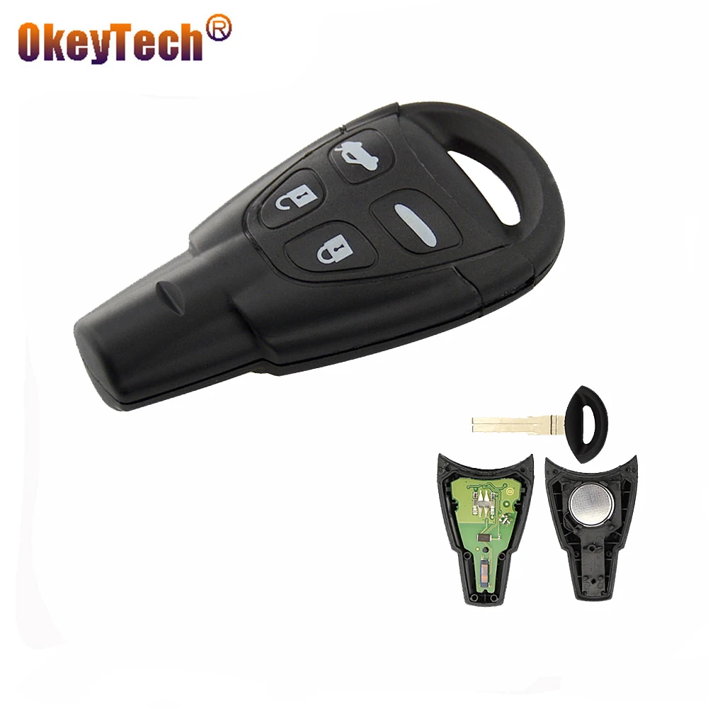 OkeyTech 4 кнопки 433 МГц ID46 7946 чип дистанционный смарт-карта Автомобильный брелок для SAAB 9-3 9-5 2003-2011 бесключевое аварийное лезвие