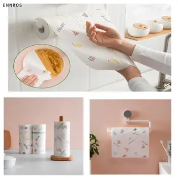 

1 Roll Cleaning Cloths Non-Woven Fabric Lazy Rags Wet and Dry Washable Disposable Dish Paper Towel Cloth for Kitchen Housework