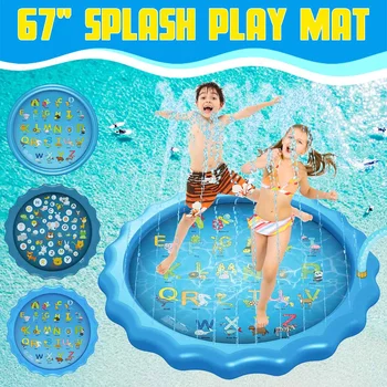 

170CM Kid Inflatable Splash Play Pool Fun Water Playing Sprinkler Mat Yard Outdoor Summer Thicken PVC Round Spray Swimming Pool