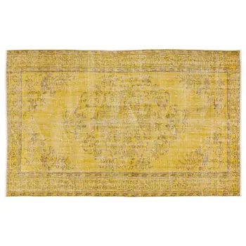 

Handmade Yellow Vintage Overdyed Turkish Area Rug 160x255 Cm-5'3''X8'4''