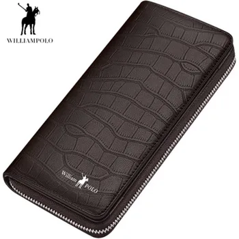 

WILLIAMPOLO Men Wallets Real Cowskin RFID Blocking Men Wallets Large Capacity Card Holder Wallet Coin Purse Long Purse For Men
