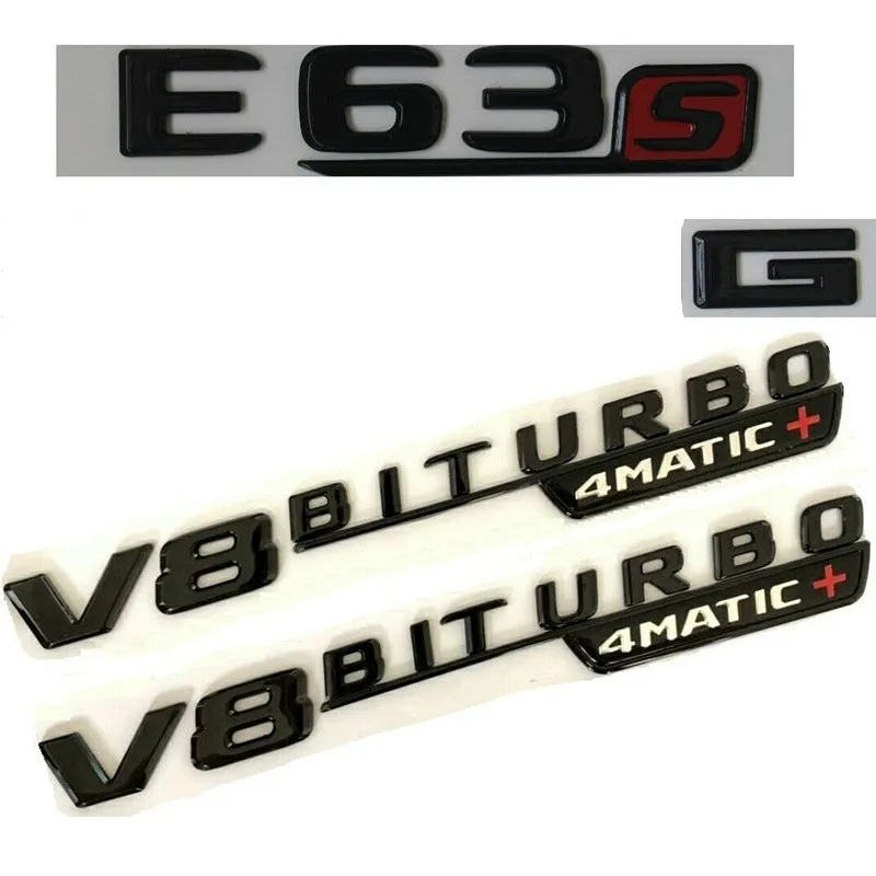 Черный глянец E63s forAMG V8 BITURBO 4matic+ эмблемы значки nz W213 - Цвет: 4pcs Gloss Black