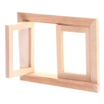 

1/12 Dollhouse Miniature Wood 2 Pane Window Frame DIY Furniture Doll House Accessories
