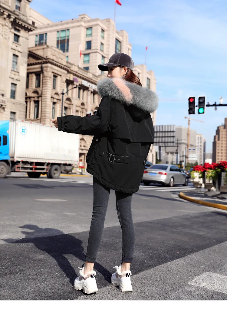 Winter New Style Raccoon Large Fur Collar Hooded down Feather Coat Women's Loose-Fit down Jacket Ysxy5866