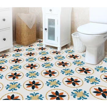 

10Pcs Nordic Style Non-Slip Diagonal DIY Floor Tile Stickers Self Adhesive Waterproof Wall Sticker Eight Flower 30X30cm