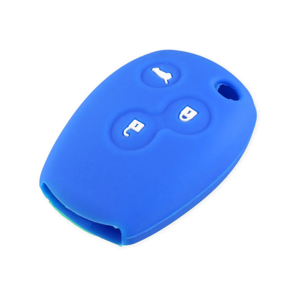 KEYYOU, новинка, 3 кнопки, силиконовый автомобильный чехол для дистанционного ключа, чехол для RENAULT Clio DACIA Modus Logan Sandero Trafic Master Kangoo Twingo - Название цвета: BLUE