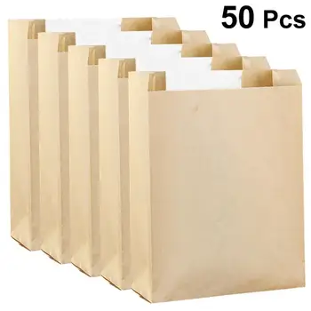 

50pcs Breakfast Paper Bags Square Bottom Paper Bags Candy Food Paper Bags Baking Bread Party Paper Bags for Home Bakery Bread