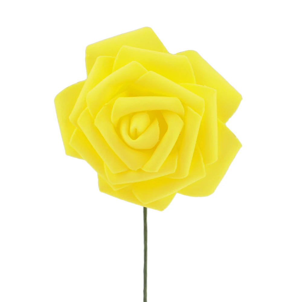 Yellow 25 шт. 8 см новые красочные искусственные из ПЭ пены розы Букет невесты домашний Свадебный декор Скрапбукинг DIY Поставки - Цвет: Yellow