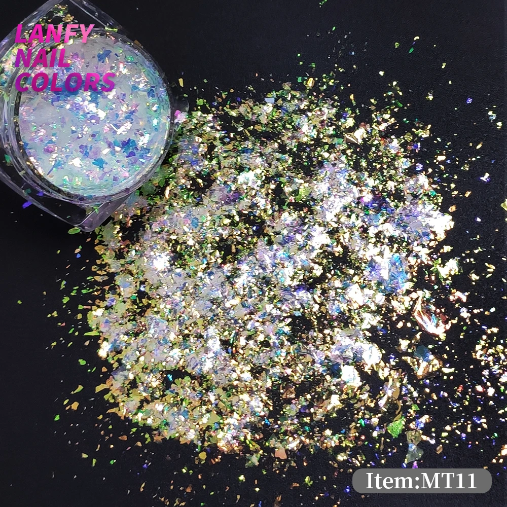 1Box Magic Starry sky Mirror Effects Holographic Chameleon Transparent Rainbow Nail Art Flake Pigment Powder Nail Art Powder - Цвет: MT-11