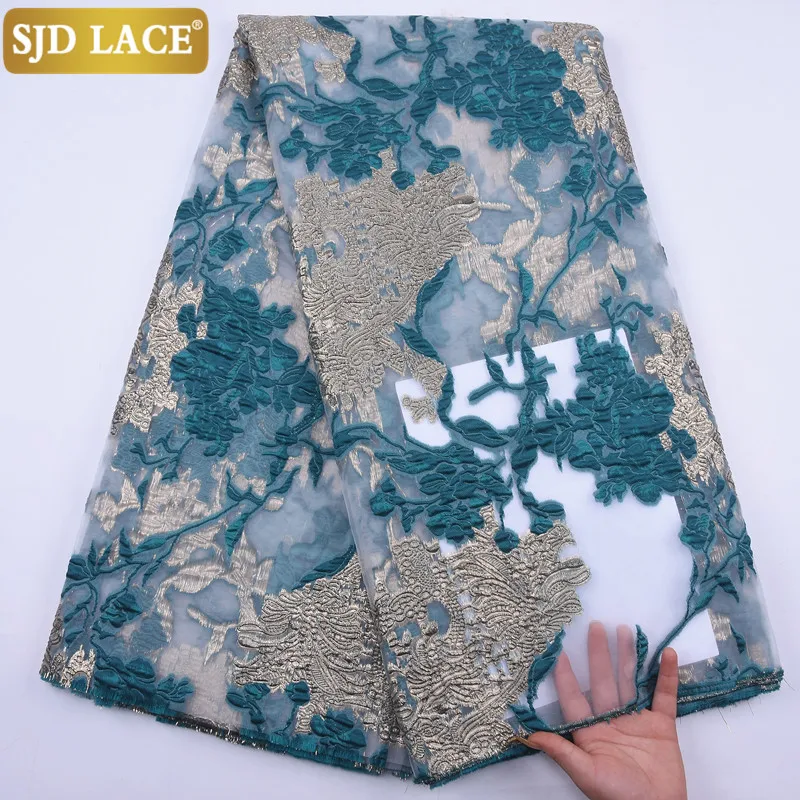 SJD LACE Newest French Lace Fabric Heavy Embroidery African Mesh Lace Fabric New Design Organza Laces For Wedding Party SewA2078