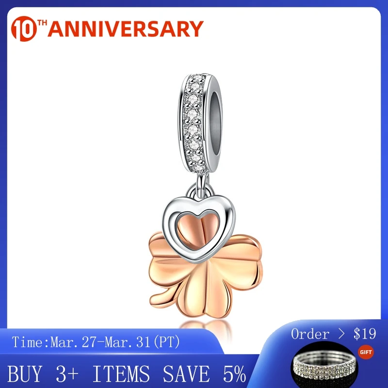 

CodeMonkey Gardon Lucky Clover Charm fit Women Snake Bracelets Medicago Heart Pendant for Necklace Sterling Silver Jewelry C1238