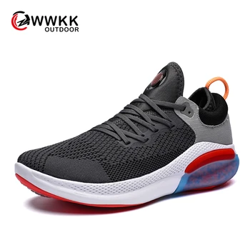 

WWKK Running Shoes For Man Platform Sneakers Flying Weaving Mesh Breathable Fashion Walking Shoes Outdoor Sports Men's Shoes