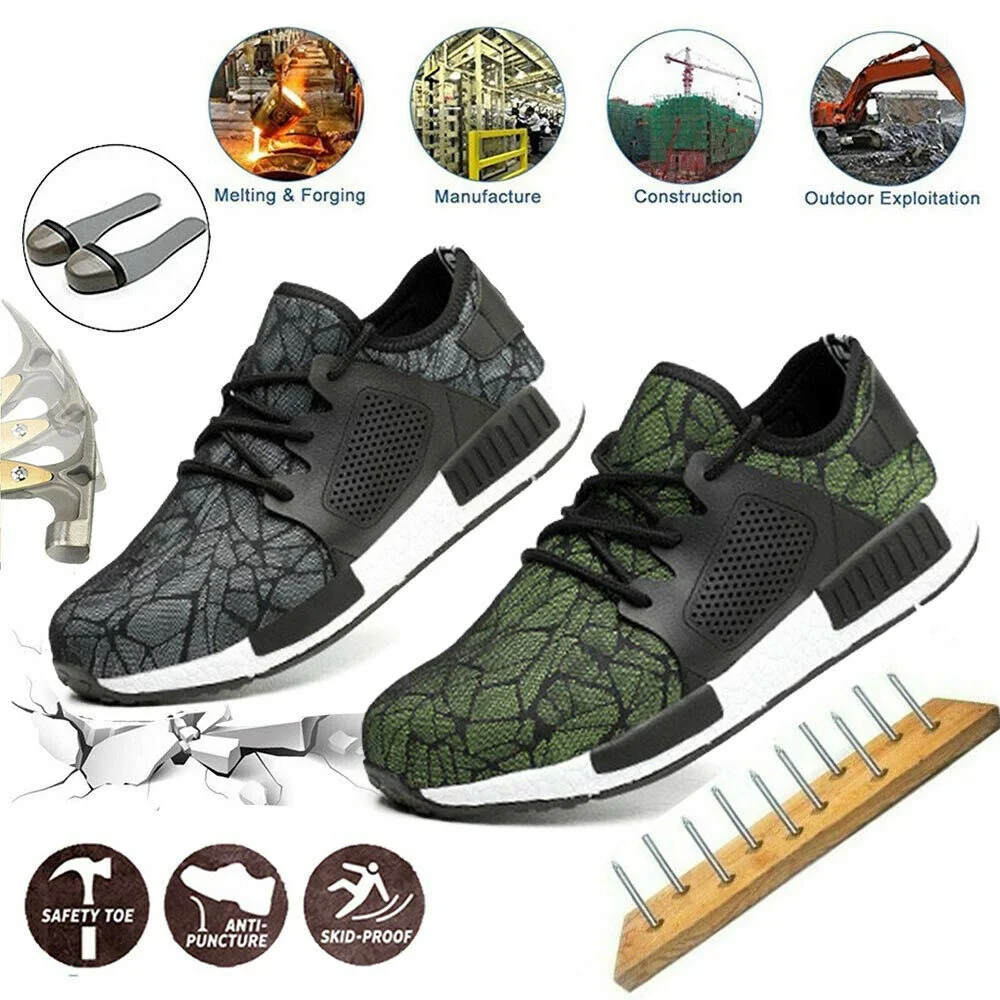 

Men's Steel Toe Work Safety Shoes Casual Breathable Outdoor Sneakers Puncture Proof Anti-smashing Boots Industrial Shoes Men D25