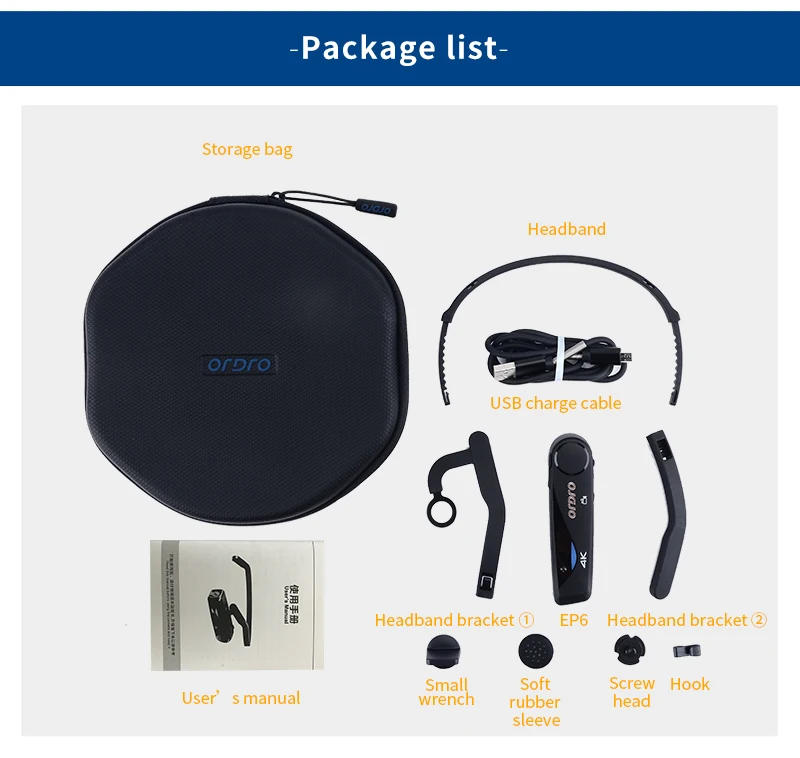 Ordro EP6 Video Camera 4K Camcorders Camara Filmadora Full HD wifi Wearable FPV Vlogging Camera for YouTube Videos