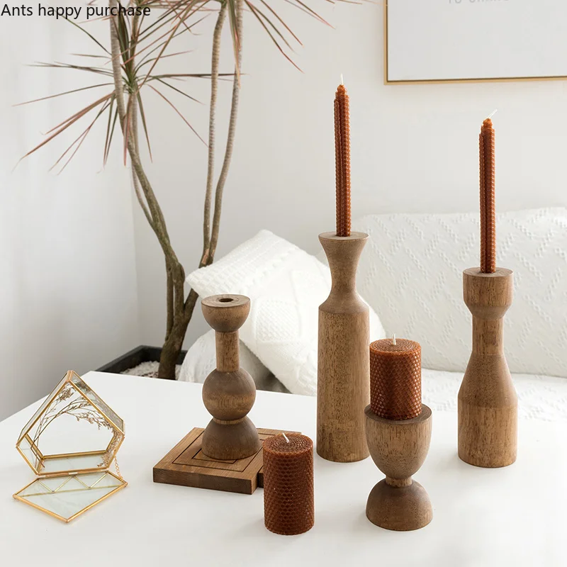 Подсвечник в виде бревен простое и Современное украшение для окна ресторана