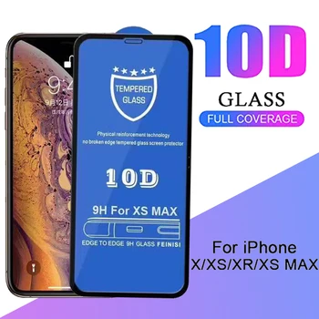 

50pcs 10D Tempered Glass For iPhone 11 Pro Max XS XR X 8 7 6 6S Plus SE 2020 Full Coverage Guard Curved Screen Protector Film