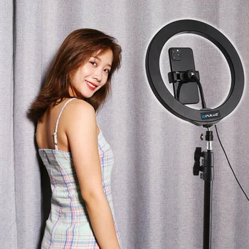 

10" Selfie Ring Light with Phone Holder 360-degree Rotatable Ball Head Stabilizer Dimmable USB Ring Light 40P
