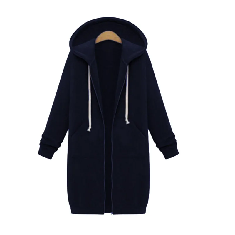 deep blue Litthing женские негабаритные толстовки Толстовка плюс размер 5XL Женские толстовки с капюшоном куртка Осенняя однотонная Длинная толстовка женская - Цвет: deep blue