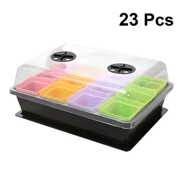 

20PCS Seed Sprouter Tray Rectangular Vegetable Bud Pot Seedling Planting Plate Small Square Finishing Box With 1PC Dish+1PC Lid