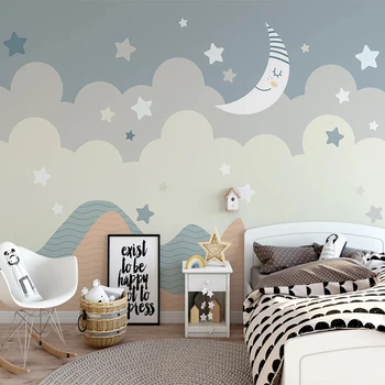 

Custom 3D Wall Murals Wallpaper For Kids Room Cartoon Stars Moon Children Bedroom Decoration Wallpaper Mural Papel De Parede 3D