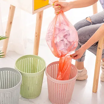 

Creative Plastic Trash Can Kitchen Home Trash Can Debris Storage Hollow Trash Can Garbage Bucket Waste Garbage Bag Dispenser