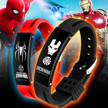 

Marvel Superhero Bracelet Stainless Steel Logo Charm Silicone Sports Bracelets Men Boy Trendy Jewelry Adjustable Bracelets