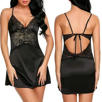 

Erotic Sexy Lingerie Women Satin Slip Sexy Underwear Babydoll Dress with G String Porno Langerie Set Sexy Costumes Plus Size 3XL