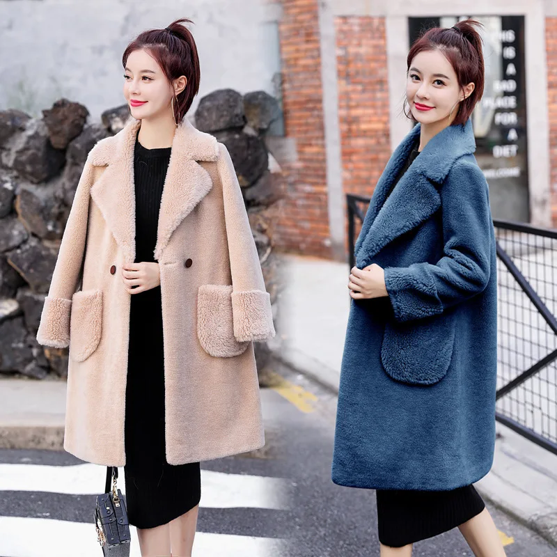 

Imitation Mink Nap Suede Coat Women's Mid-length 2019 Winter New Style Popular WOMEN'S Dress Korean-style Slimming Thick Coat