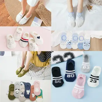 

5Pairs Arrivl Women Socks funny Fruits Cute Happy Silicone Slip Invisible Cotton Sock 35-40