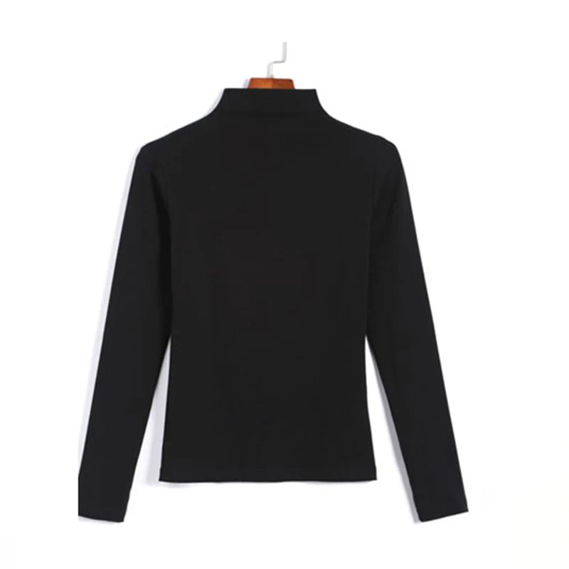 Черный Однотонная женская футболка, 3XL, Harajuku, винтажный Топ, Осень-зима, футболка, Корейская, негабаритная, одежда, рубашка, длинный рукав, Круглый ворот, хлопок, V686 - Цвет: Черный