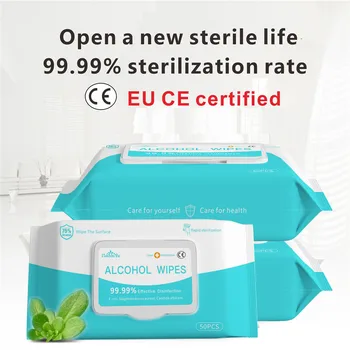 

50 Pcs/Box Portable Antiseptic Pads Sanitizing Alcohol Swabs Wet Wipes Skin Cleaning Care Sterilization Disinfection First Aid