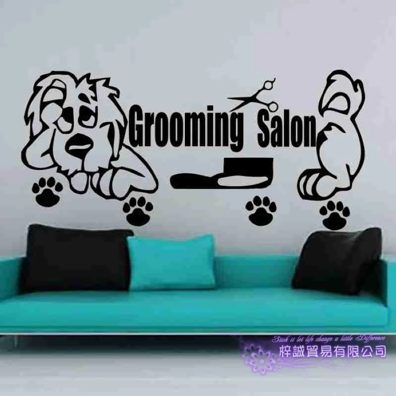 DCTAL Dog Grooming Salon Pet Shop Sticker Decal Posters Vinyl Wall Art Decals Parede Decor Mural Pet Shop Sticker