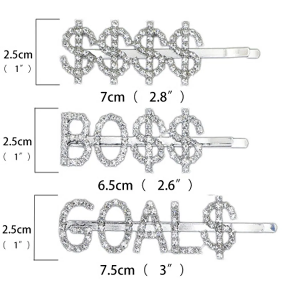 1 шт Цель$ БО$ буквы со стразами шпильки металлические заколки для волос Заколки головные уборы аксессуары для укладки волос для женщин