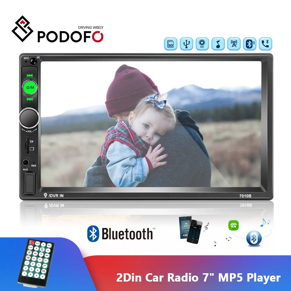 

Podofo 2Din Car Radio 7" MP5 Digital Display Bluetooth Mirror Link 2din Car Multimedia Player Autoradio Cassette Recorder Stereo