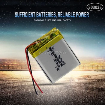 

1pc 500mAh 3.7V 503035 lithium polymer lipo rechargeable battery for GPS MP3 MP4 DVD bluetooth headphone speaker Navigation phon
