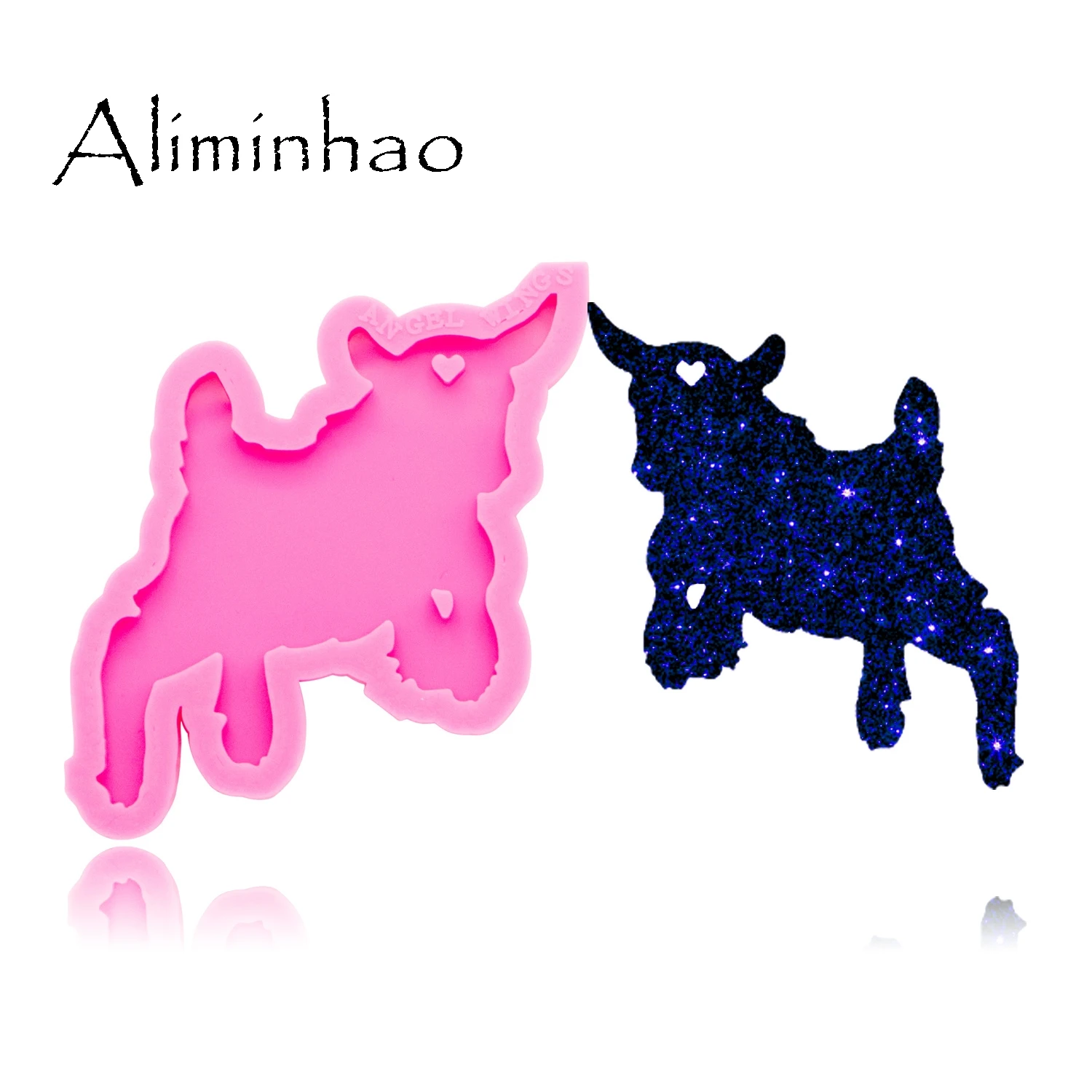 Pink 1pc DY0275 DY0275 блестящая прыгающая форма в виде Козы Овцы силиконовые формы DIY эпоксидные брелки плесень пользовательский брелок - Цвет: Pink 1pc DY0275