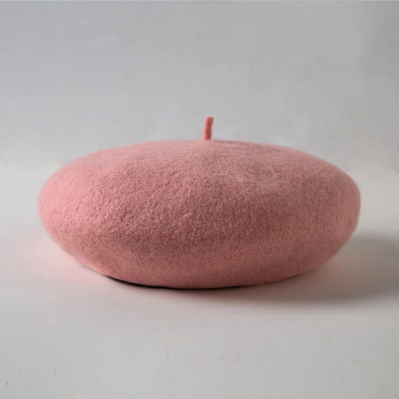 shallow powder Retro Women Beret Winter Spring Warm Wool Painter Newsboy Hats Fashion Ladies Octagonal Cap British Vintage Ladies Beret - Color: shallow powder