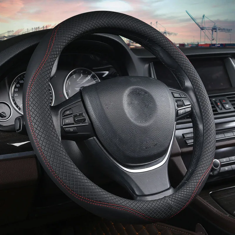 Искусственная кожа авто чехол рулевого колеса автомобиля 6 цветов на выбор для 37-38 см 14,"-15" Оплетка на руль накидка