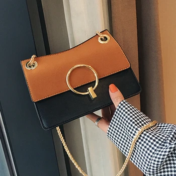 

Vintage Panelled Ring Chic Luxury Flap Crossbody Bags for Womens Handbags and Purses Designer Messenger Cover Shoulder Bags 2020