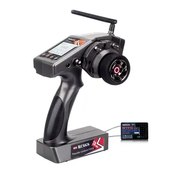 

RC6GS 2.4G 6CH Gun Controller Transmitter + R7FG Receiver Neutral Plastic 400m Distance RC Car Boat / Black 2pcs