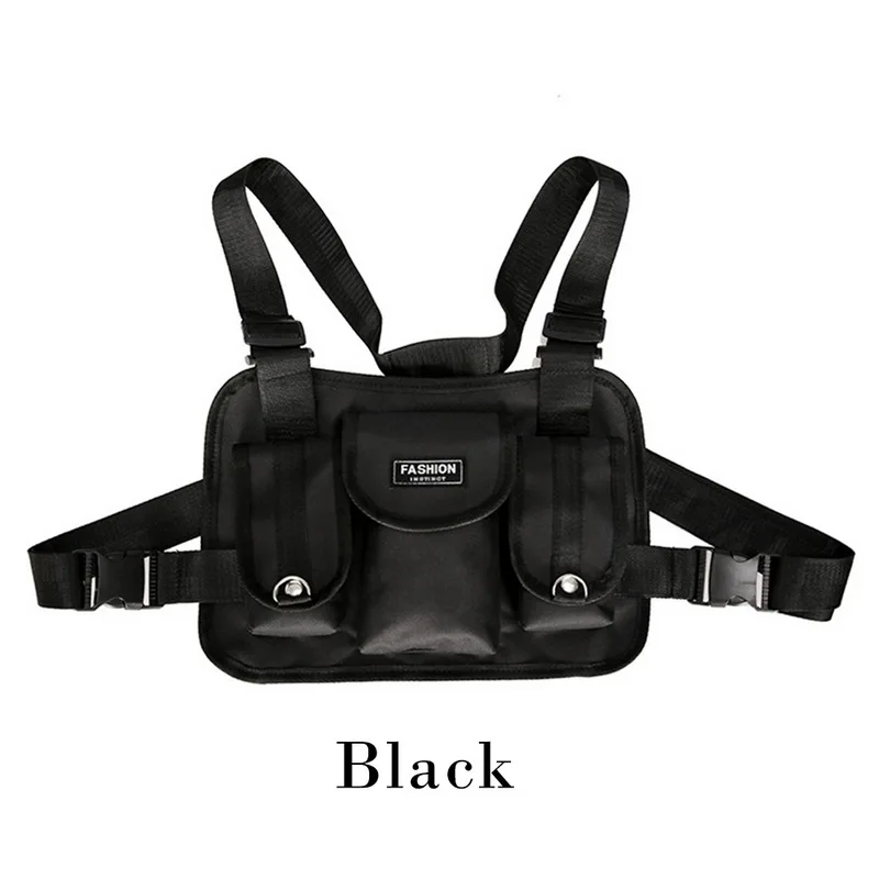Puimentiua нейлоновая нагрудная сумка жилет хип-хоп Уличная функциональная тактическая поясная сумка Kanye West Wist пакет нагрудная сумка - Цвет: black